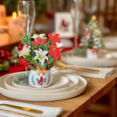 Freshcut Paper Pop Up Cards, Merry Mini Tree, 7 Inch Christmas Tree 3D Popup Greeting Cards, Christmas Cards, Holiday Gift Cards with Note Card & Envelope, Pack of 5 in Kuwait