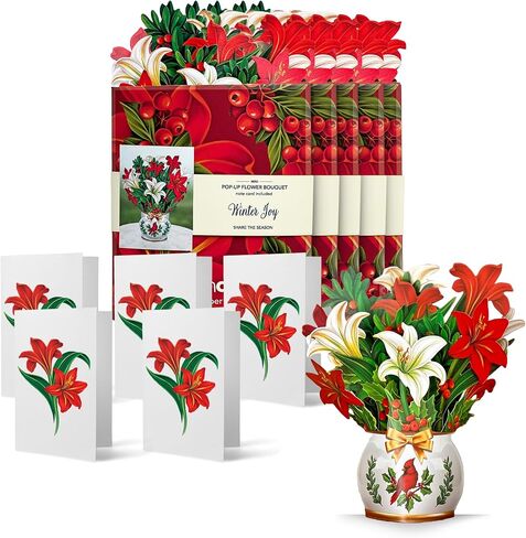 Freshcut Paper Pop Up Cards, Merry Mini Tree, 7 Inch Christmas Tree 3D Popup Greeting Cards, Christmas Cards, Holiday Gift Cards with Note Card & Envelope, Pack of 5 in Kuwait