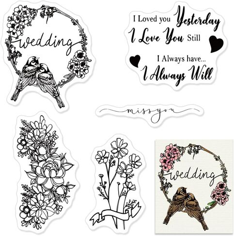 Valentines Flowers Moon Clear Stamps for Card Making Journaling, Love Words Letters Transparent Silicone Stamps Seal Stars Rubber Stamps for Scrapbooking DIY Cards Album Crafts Supplies in Saudi Arabia