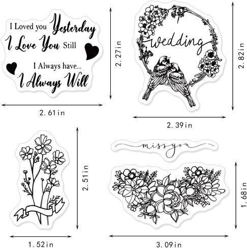 Valentines Flowers Moon Clear Stamps for Card Making Journaling, Love Words Letters Transparent Silicone Stamps Seal Stars Rubber Stamps for Scrapbooking DIY Cards Album Crafts Supplies in Saudi Arabia