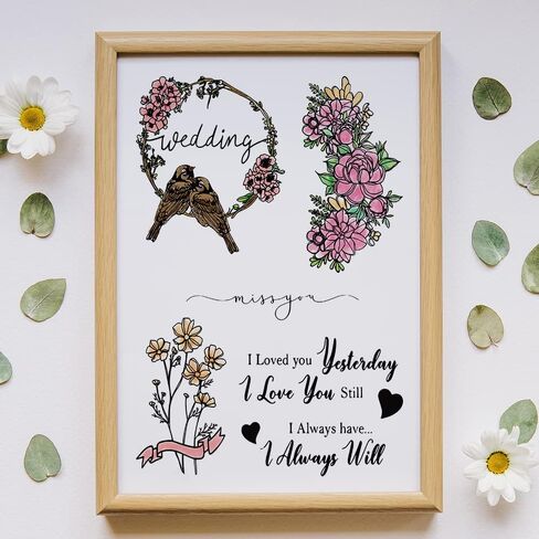 Valentines Flowers Moon Clear Stamps for Card Making Journaling, Love Words Letters Transparent Silicone Stamps Seal Stars Rubber Stamps for Scrapbooking DIY Cards Album Crafts Supplies in Saudi Arabia