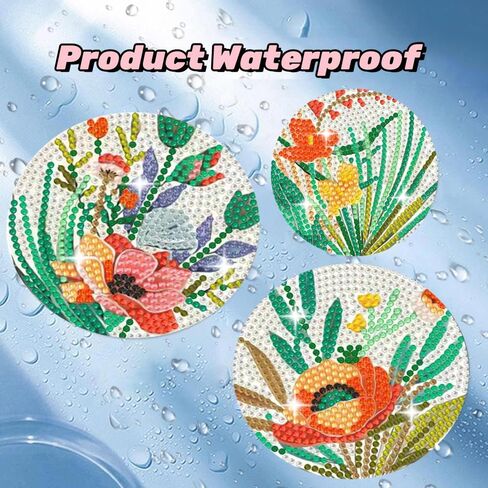 Puraikcmi 6PCs Diamond Paintings Coasters Kits Set, Pet Diamond Art Coasters with Holder, Crafts DIY Coasters, Small Diamond Art Kits for Adult Diamond Gem Dots Gift (Hummingbird) in Saudi Arabia