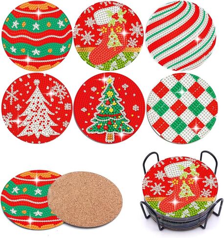 Puraikcmi 6PCs Diamond Paintings Coasters Kits Set, Pet Diamond Art Coasters with Holder, Crafts DIY Coasters, Small Diamond Art Kits for Adult Diamond Gem Dots Gift (Hummingbird) in Saudi Arabia