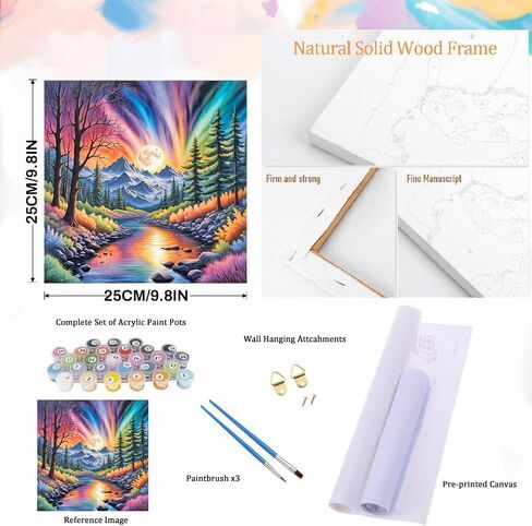 GOUGOUFAFA Landscape Paint by Number Kit for Adults with Framed- Easy Paint by Numbers Kit for Adults Beginner, Simple Paint by Numbers for Gift Home Wall Decor (10x10Inch) in Saudi Arabia