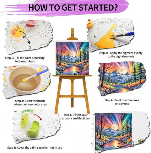 GOUGOUFAFA Landscape Paint by Number Kit for Adults with Framed- Easy Paint by Numbers Kit for Adults Beginner, Simple Paint by Numbers for Gift Home Wall Decor (10x10Inch) in Saudi Arabia