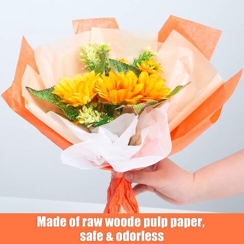 Koogel 330 Sheets Orange Tissue Paper, Fall Colored Tissue Paper Bulk 14 x 10 Inch Gift Wrapping Paper for DIY Crafts Thanksgiving Autumn Gift in Kuwait