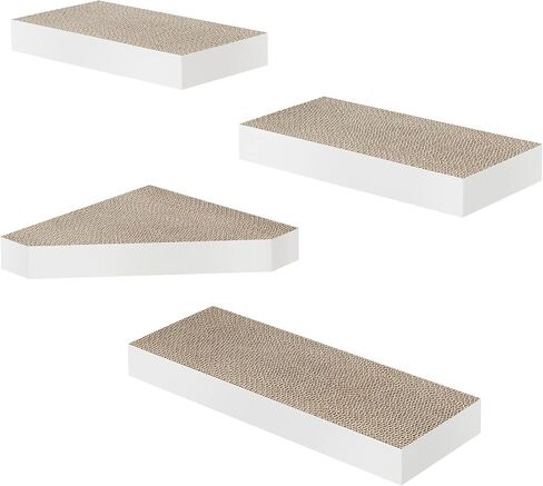 Way Basics Premium Cat Scratcher Floating Wall Shelf (4 Pack) (White) in Saudi Arabia
