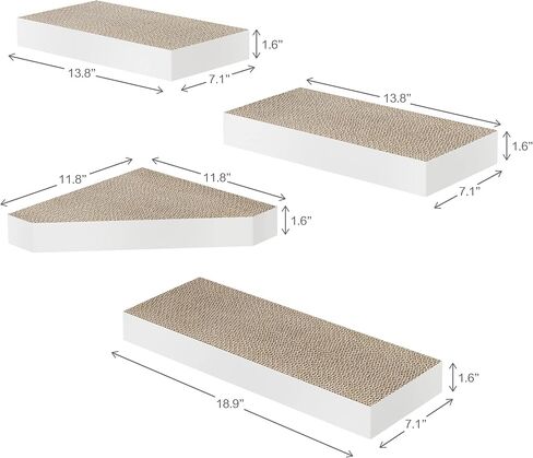 Way Basics Premium Cat Scratcher Floating Wall Shelf (4 Pack) (White) in Saudi Arabia
