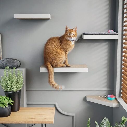 Way Basics Premium Cat Scratcher Floating Wall Shelf (4 Pack) (White) in Saudi Arabia