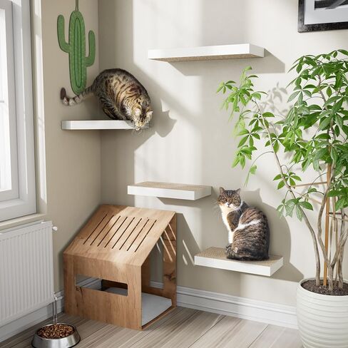 Way Basics Premium Cat Scratcher Floating Wall Shelf (4 Pack) (White) in Saudi Arabia