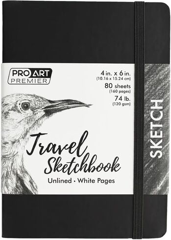 كتاب رسم احترافي للسفر مقاس 6 × 4 بوصة أبيض 74 رطل أسود 80 ورقة، كتاب رسم، دفتر رسم، لوحة رسم، لوحة رسم، ورق رسم، كتاب فني، كتاب رسم، ورق فني، دفتر رسم للرسم in Kuwait