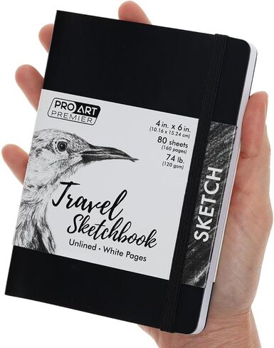 كتاب رسم احترافي للسفر مقاس 6 × 4 بوصة أبيض 74 رطل أسود 80 ورقة، كتاب رسم، دفتر رسم، لوحة رسم، لوحة رسم، ورق رسم، كتاب فني، كتاب رسم، ورق فني، دفتر رسم للرسم in Kuwait