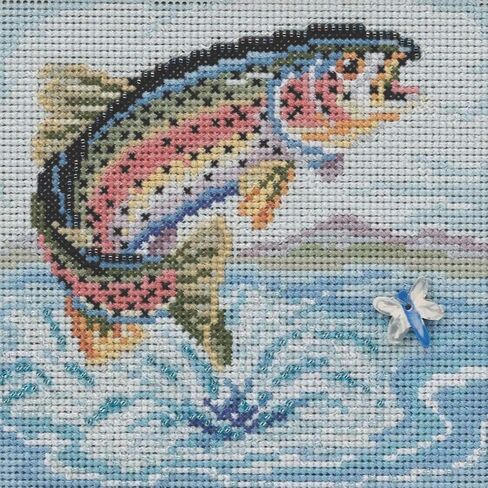 Rainbow Trout Beaded Counted Cross Stitch Kit Mill Hill 2021 Buttons & Beads Spring MH142114, multi in Saudi Arabia