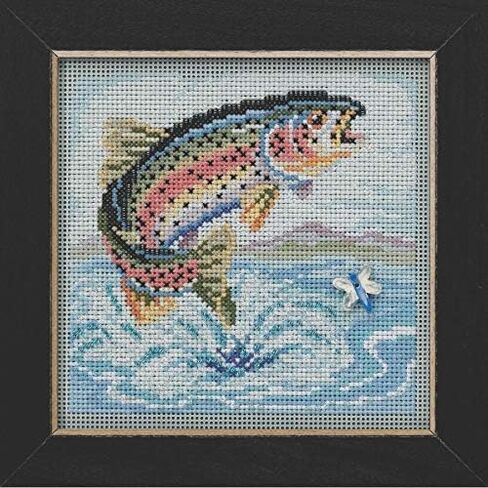 Rainbow Trout Beaded Counted Cross Stitch Kit Mill Hill 2021 Buttons & Beads Spring MH142114, multi in Saudi Arabia