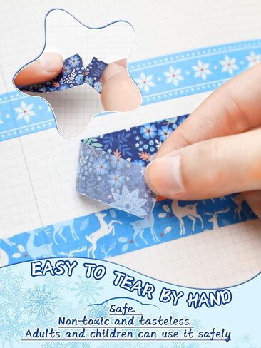 BBTO 10 Rolls Winter Snowflake Washi Tape Holiday Washi Tape Christmas Blue White Tape Xmas Reindeer Tape Decorative Colored Foil Tape Christmas Tree Tape for Adults Scrapbooking Gift(Snowflake) in Saudi Arabia