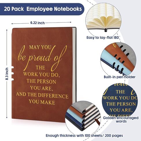 20 Pcs Team Gifts for Employees Appreciation Thank You Gift Bulk A5 Leather Notebook Journal May You Proud of The Work You Do Journals Gifts for Teacher Coworker Medical Assistant Secretary(Novel) in Kuwait