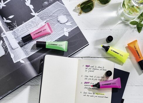 Highlighter - STABILO NEON - Pack of 3 - Yellow, Green, Pink in Saudi Arabia