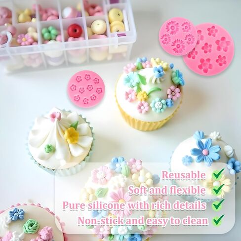 5Pcs Small Flower Candy Molds Silicone Mini Chocolate Molds Flower Fondant Molds, Small Rose Flower Mold Polymer Clay Molds Wax Melt Molds Resin Mold for Baking Soap Ice Cube Wax Melt Cake Decorating in Saudi Arabia