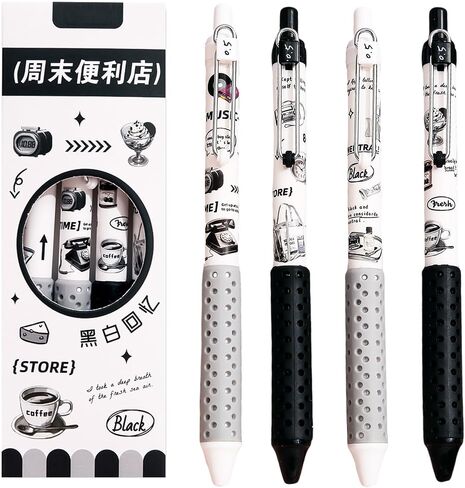4 Pcs Cute Cat Retractable Pens Soft Grip Gel Pens Black Ink Pens 0.5mm Fine Point Smooth Writing Pens Office School Supplies Women Girls Boys Men (4Pcs Cat) in Saudi Arabia