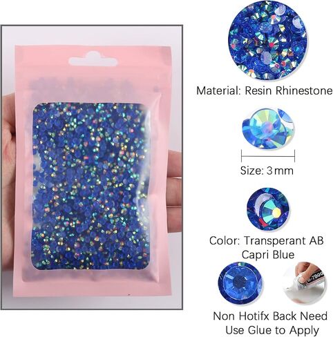 3000pcs 3mm 30gram Resin Rhinestone AB Color Flatback Jelly Resin Rhinestones Bling Glitter Diamond Stone for Mugs, in Saudi Arabia