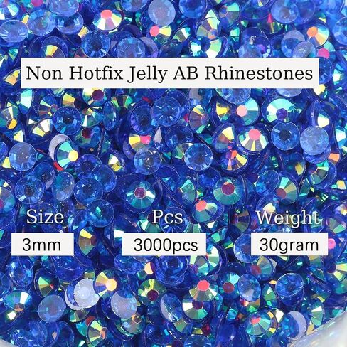 3000pcs 3mm 30gram Resin Rhinestone AB Color Flatback Jelly Resin Rhinestones Bling Glitter Diamond Stone for Mugs, in Saudi Arabia