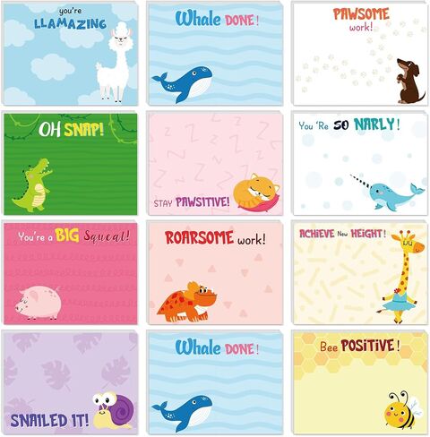 Gueevin 12 Pcs Cute Teacher Animal Pun Sticky Note Pads Teacher Notepad 600 Sheets 3 x 4 Inch Memo Notepads for Teacher Appreciation Sticky Notes for School Office Supplies (Light Color,Cute) in Saudi Arabia