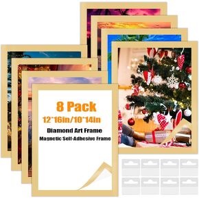 QUKLOGEN إطارات فنية ماسية مقاس 30 × 40 سم، إطارات قماشية للرسم الفني الماسي المغناطيسي مقاس 12 بوصة × 16 بوصة، بولي كلوريد الفينيل ذاتي اللصق مع خطافات مناسبة لصور مقاس 10 × 14 بوصة لديكور جدار باب المنزل والمكتب ﻿ in Kuwait