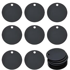 MECCANIXITY 24 Pack Round Aluminum Blank Tags 35 x 35 x 1mm Engraving Stamping Blanks Metal Blank Label Dog Pet Tags for DIY Jewelry Stamping Tools, Black