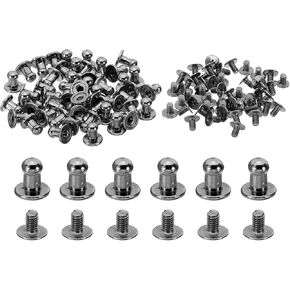 PATIKIL 7mm Leather Rivets, 30 Sets Round Button Head Studs Metal Screw Studs Posts Chicago Screws Rivet for Clothing Leather Crafts, Silver Tone