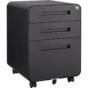Ball & Cast 2 Drawer Mobile File Cabinet with Lock and Casters,Pre-Assembled Metal Office Storage Filing Cabinets w/Anti-Dumping Fifth Round,for Letter/Legal/A4 Size,White