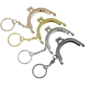 4 Pcs 2 inch Metal Purse Frame Retro Coin Bag Kiss Clasp Lock with Key Ring for DIY Handmade Craft Coin Bag Purse Making