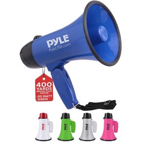 PYLE-PRO Portable Megaphone Speaker Siren Bullhorn - Compact and Battery Operated with 20 Watt Power, Microphone, 2 Modes, PA Sound and Foldable Handle for Cheerleading and Police Use PMP24PK (Pink)