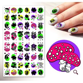 Nail Stickers Decal Transfers (5 Sheets) FLONZNAIL Mushroom Watercolor Vintage Illustration