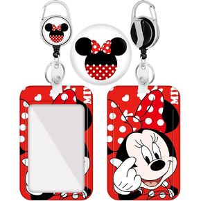 Akkya Badge Holder with Retractable Reel, Cute Funny Cartoon Anime Skull ID Name Tag Work Badge Clip Heavy Duty Vertical Card Protector Cover Case for Work Office Nurse Student Teacher Women Men