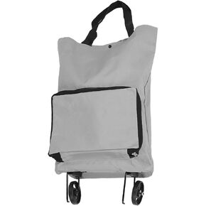Foldable Shopping cart for Groceries with Wheels, Foldable Cart Bag Zipper Reusable Large Capacity Portable Oxford Fabric Grocery Cart Bag with Wheels (Grey)