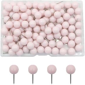 100 Pcs Round Head Push Pins Map Tacks Map Marking Pins Thumbtacks Decorative Pushpins Thumb Tacks for Bulletin Board Cork Board Pink