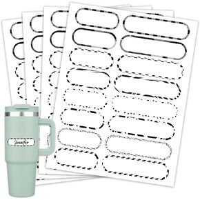 96 PCS Waterproof Bottle Labels, Write-On Kids Name Labels, Self-Laminating Self-Adhesive Bottle Strickers for Daycare School, Assorted Sizes