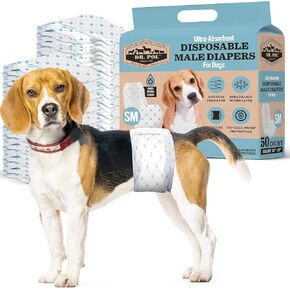 Dr. Pol Male Dog Diapers – Super Absorbent, Breathable, Leak-Proof with Wetness Indicator, Medium, 50 Count
