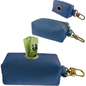 HIFA Genuine Leather Dog Leash Poop Bag Holder - Soft Touch Rustic Leather, Metal Clips, Easy Access to Pet Waste Bags - Outdoor Walking Dispenser