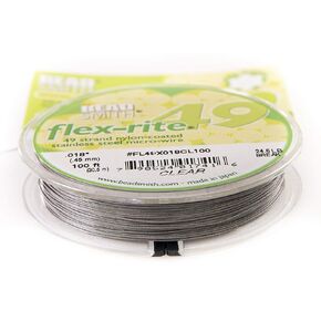 The Beadsmith Flex-Rite Wire – 49 Strand, Nylon Coated, Stainless Steel Beading Wire – Clear Color, .018" Diameter, 100-foot Spool – Flexible Wire for Necklace, Bracelet and Jewelry Making