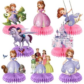 Sofia the First Honeycomb Centerpieces Party Supplies for Princess Sofia Theme Birthday Party Decorations, 9Pcs Double Sided Princess Sofia Theme Table Decor Sofia Party Favors for Fans Kids Boys