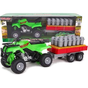 Toyland® Farm Quad & Trailer Playset - 1:16 Scale - Free Wheel Action - Boys Farm Toys (Yellow)