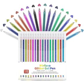 Upgraded Glitter Gel Pens, 18 Vibrant Colors Glitter Pens Set, Sparkle Gel pens for Coloring, Unleash Your Creativity with Our Glitter Gel Pens