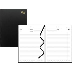 Letts of London Standard A4 Day to a Page Planner in Leather-Look Hard Cover, 11.75-inch Length, Black Office and School Supplies