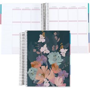Erin Condren Amazon Exclusive Coiled Undated LifePlanner - Bold Blooms Classic Cover, Platinum Coil