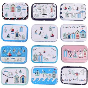 Framendino, 6 Pack Mini Tinplate Boxes Floral Tin Trinket Jewelry Coin Box Small Tin Containers with Lid for Jewelry Bead Storage Case (Random Color)