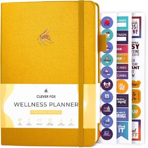 Clever Fox Wellness Planner - Weekly & Daily Health and Wellness Log, Food Journal & Meal Planner Diary for Calorie Counting, Notebook for Medical Condition Tracking, A5-Sized - Pearl