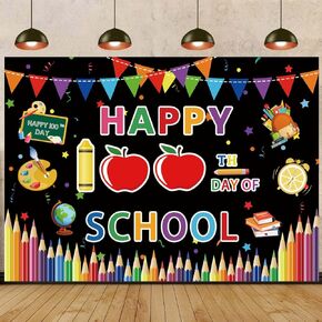 Happy 100th Day of School Backdrop Kindergarten Preschool Start of School Party Background 100 Days of School Decoration Banner for Kids School Classroom 100th Day of Party Supplies (6x4ft(70x40inch))