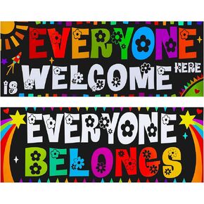 First Day of School Classroom Posters Decorations, Everyone Is Welcome Bulletin Board Wall Decor 2 PCS Preschool Elementary Middle School Classroom Banner Welcome Sign for Classroom