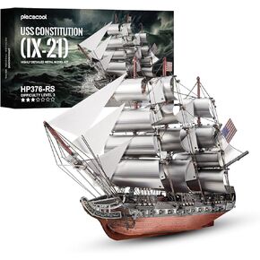 Piececool 3D Metal Puzzles, USS Constitution Sailing Boat Models for Adults Sailing Frigate Warship Sailboat Ship Model Building Kits Best Gifts for Birthday Christmas